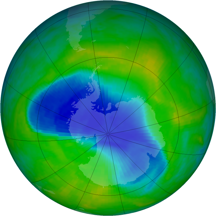 Antarctic ozone map for 25 November 1990